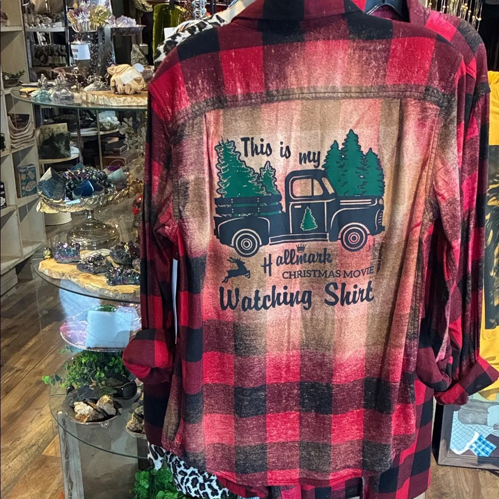⭐️ “This Is My Hallmark Christmas Movie Watching Shirt” Flannel Distressed ⭐️ - Picture 2 of 3